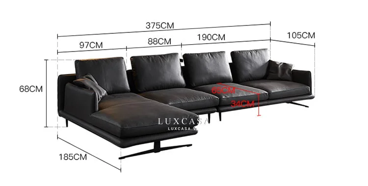 kích thước sofa chữ L 3 người ngồi