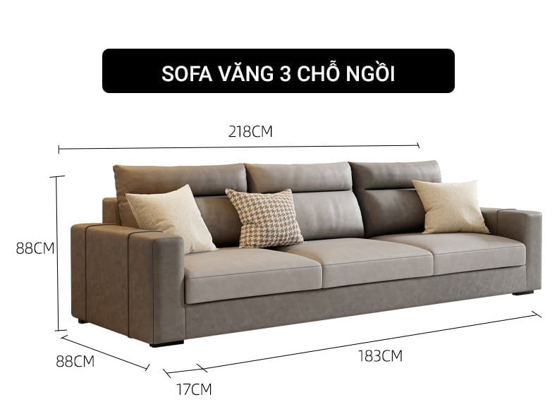 kích thước ghế sofa văng 3 chỗ