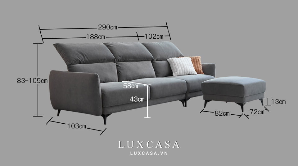 kích thước sofa văng 3 chỗ ngồi SN34