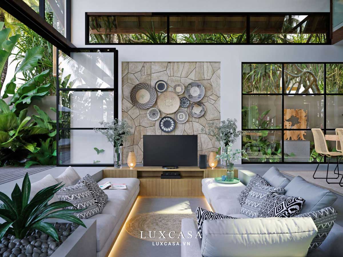 Nội thất biệt thự tropical sử dụng chất liệu tự nhiên