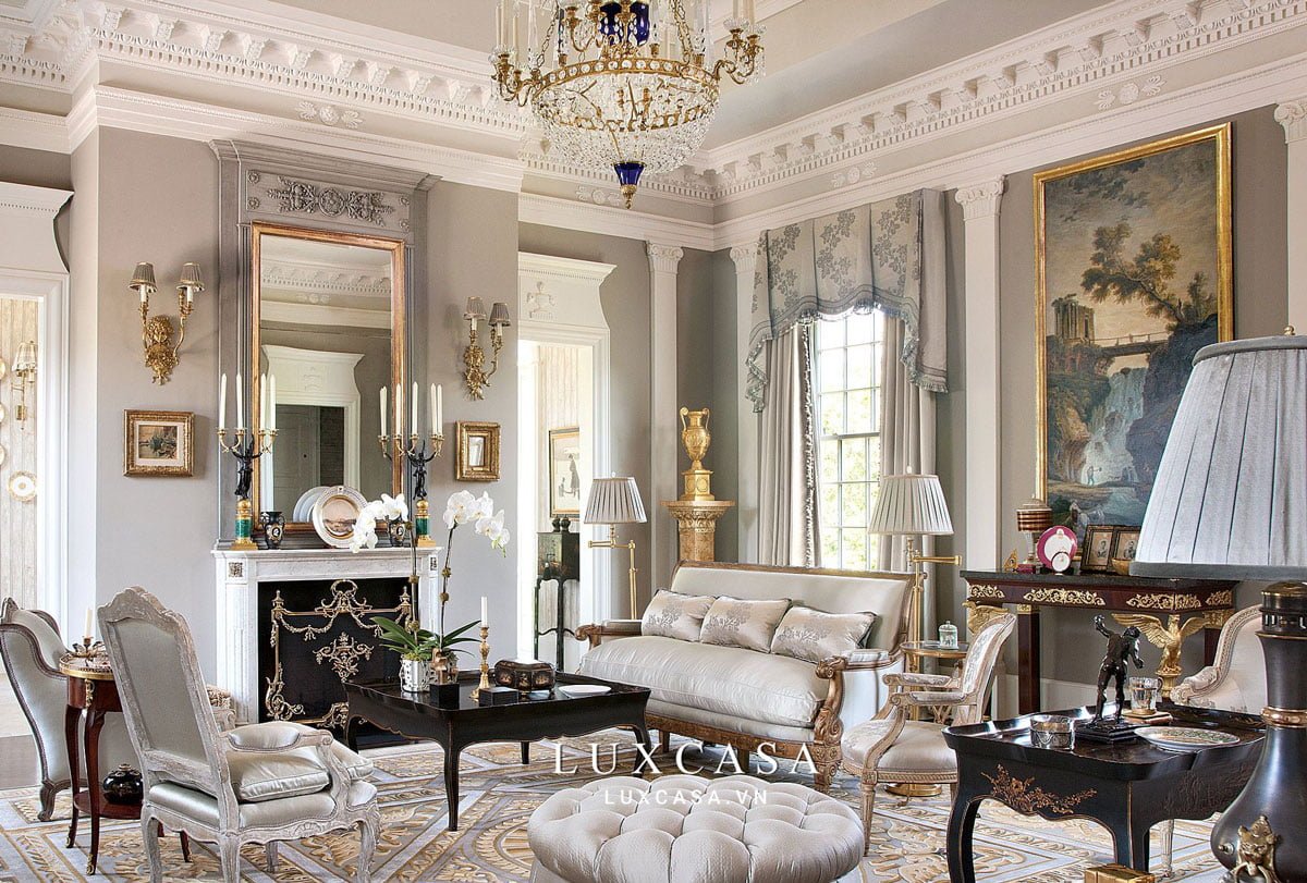 Thiết kế nội thất nhà cổ điển sang trọng thượng lưu