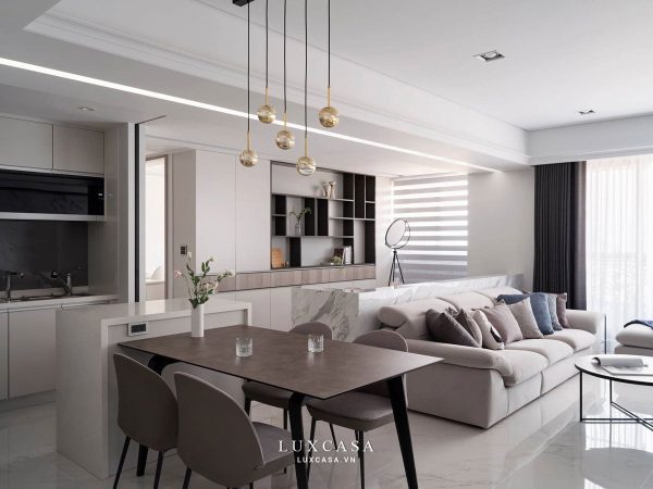 Nội thất phòng khách chung cư tối giản thanh lịch