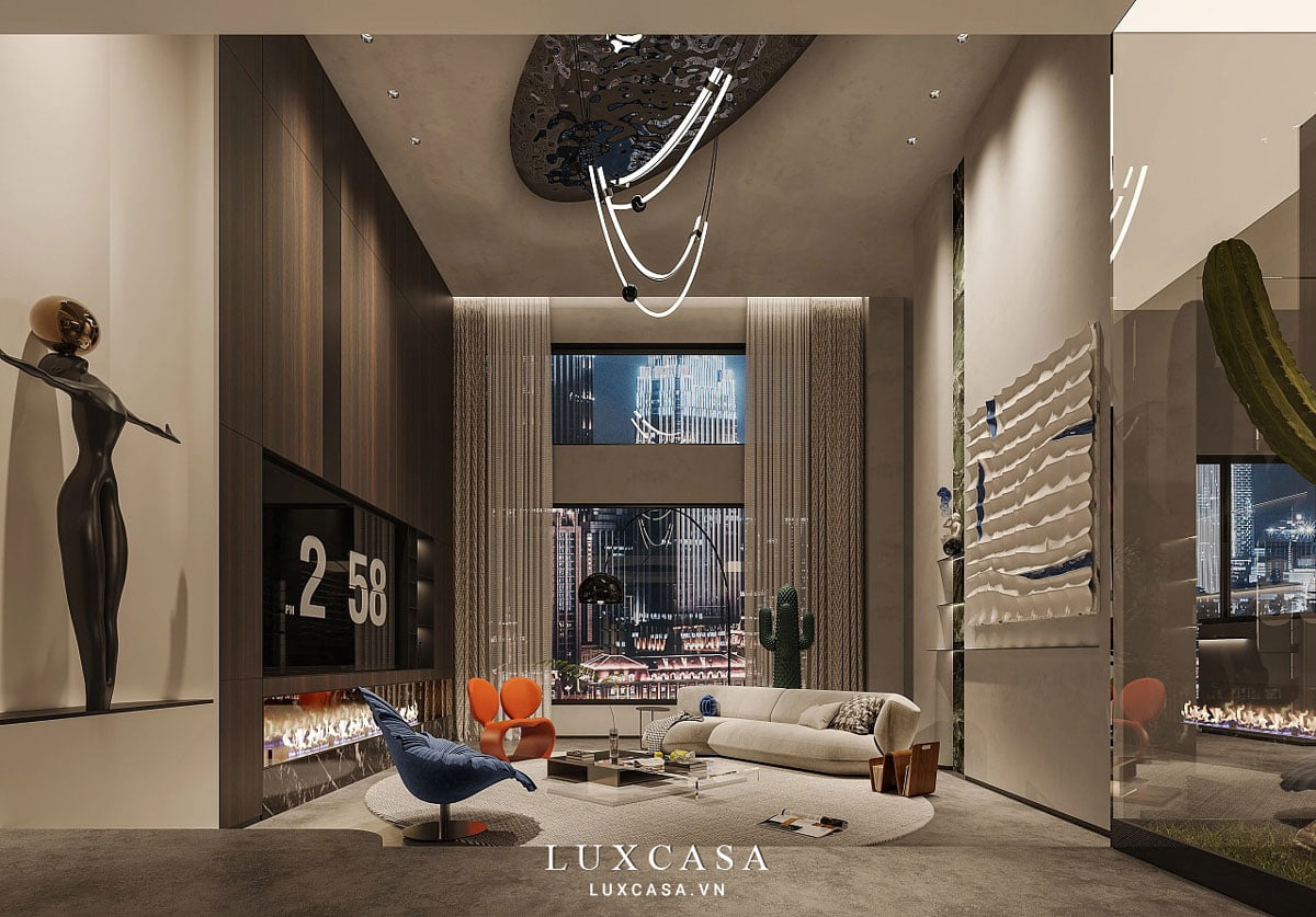 Rèm tự động được sử dụng phổ biến cho các căn hộ thông tầng hiện đại