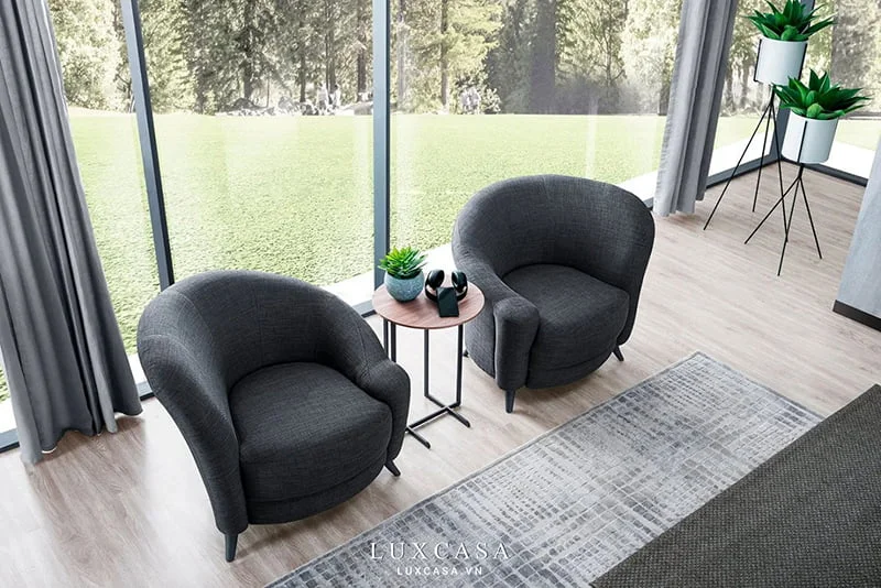 sofa màu đen bọc vải nỉ SP204