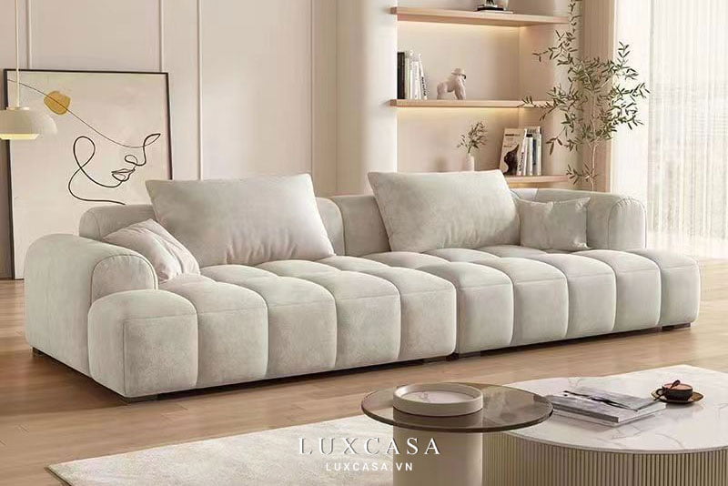 sofa nỉ màu trắng SN14