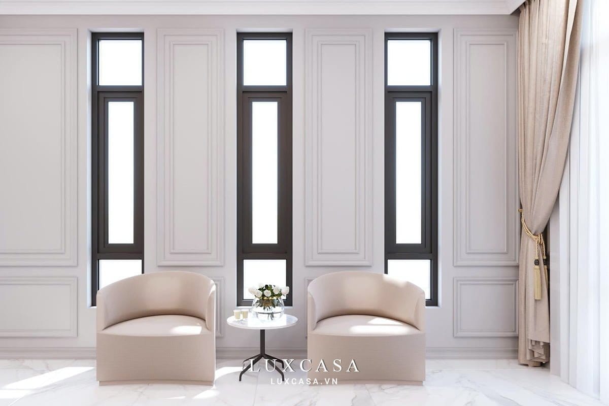 Phòng khách hiện đại toát lên vẻ đẹp sang trọng và tiện nghi với những đường nét đơn giản, tinh tế