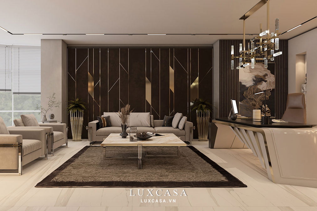 Thiết kế nội thất phòng giám đốc cao cấp Lateco 4 Không gian tiếp khách phòng giám đốc góc phải