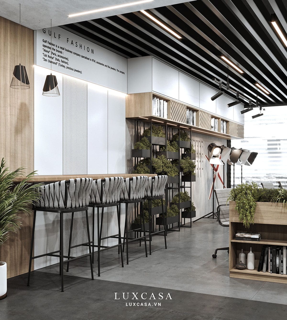 Thiết kế văn phòng thời trang Gulf Fashion thời thượng, tinh tế 7 Khu vực pantry văn phòng thời trang Gulf Fashion