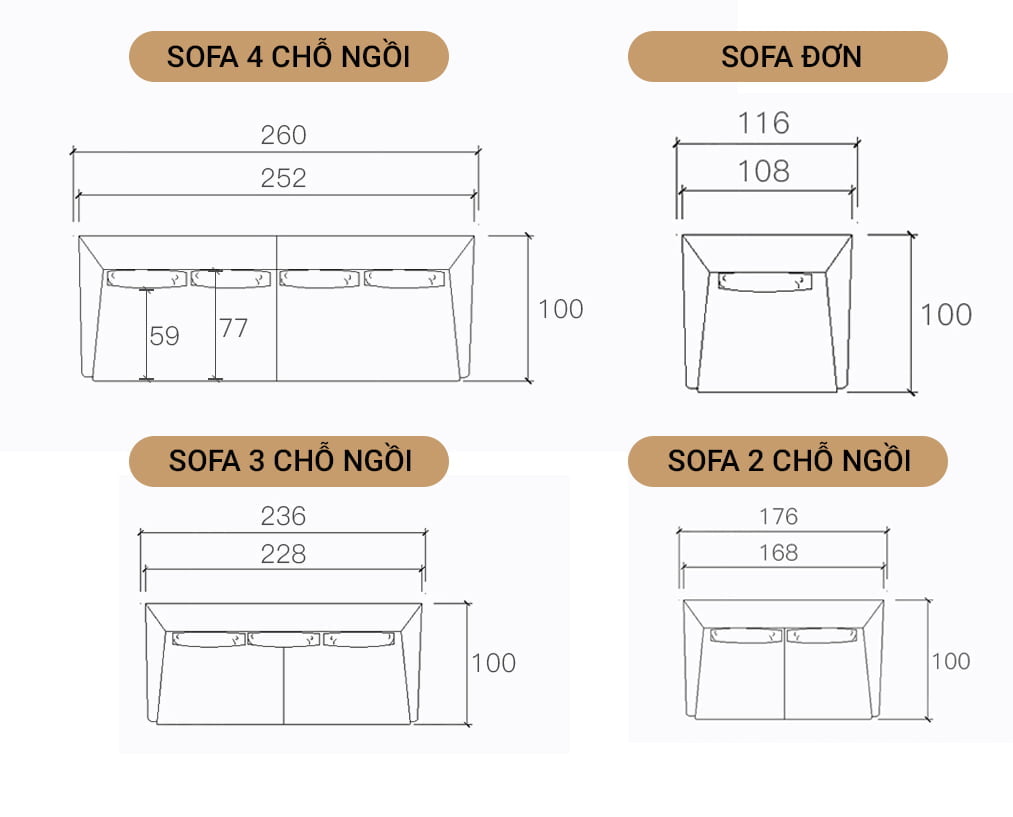 kích thước sofa văng nhỏ