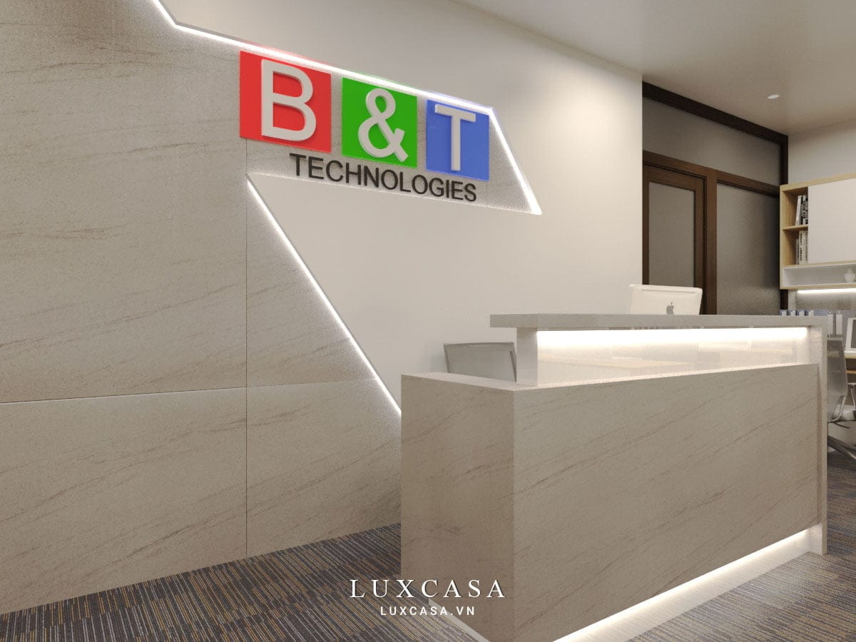 Thiết kế nội thất văn phòng công ty B&T 8 Khu vực lễ tân công ty B&T 1