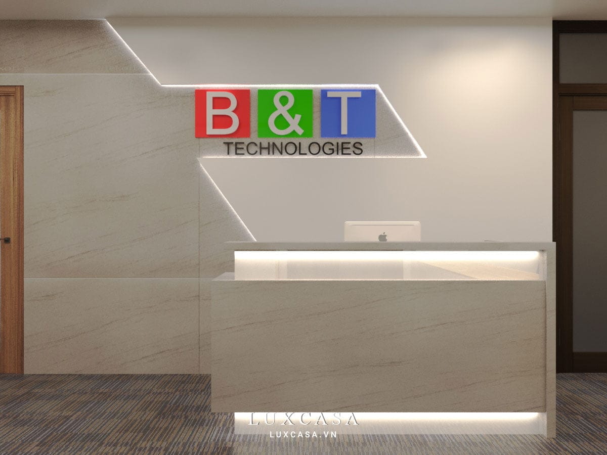 Thiết kế nội thất văn phòng công ty B&T 9 Khu vực lễ tân công ty B&T 2
