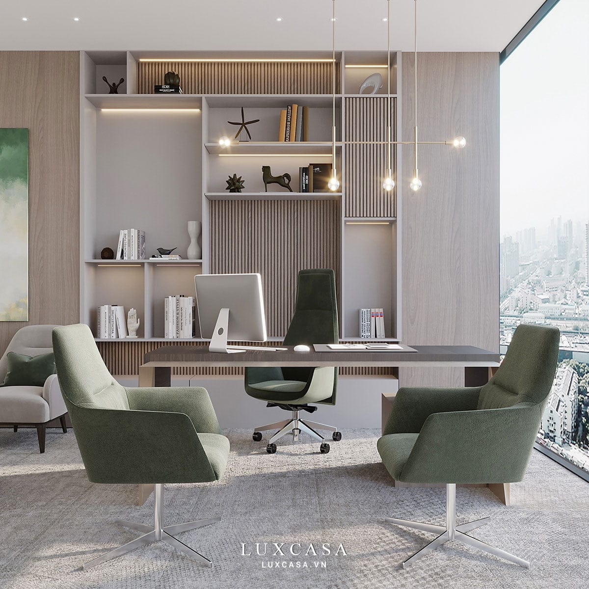 Mẫu phòng giám đốc đẹp tone màu trung tính