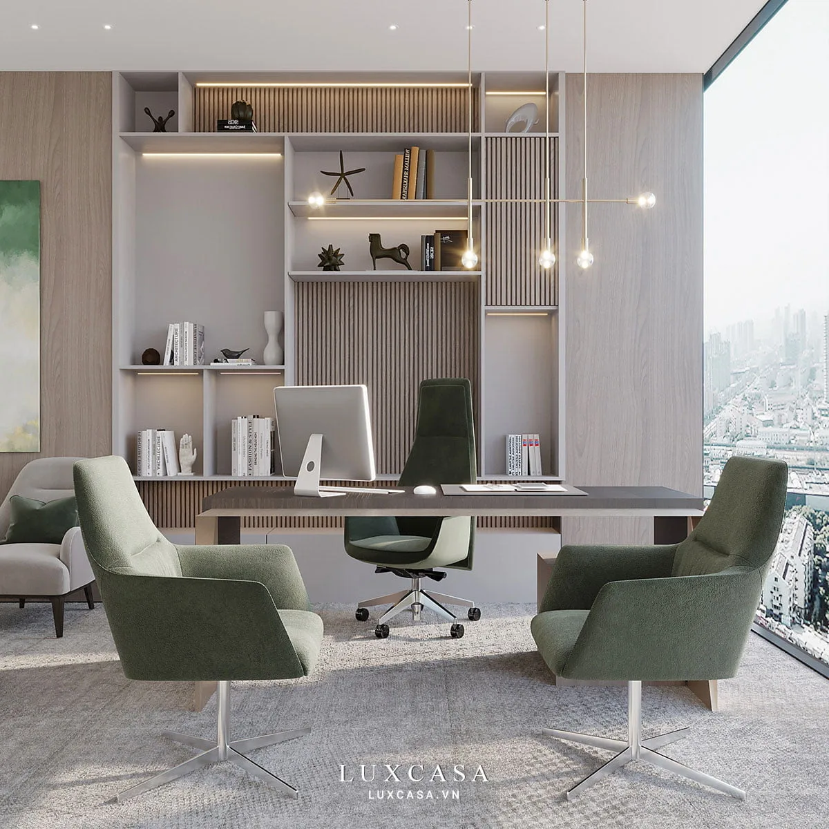 Mẫu phòng giám đốc đẹp tone màu trung tính