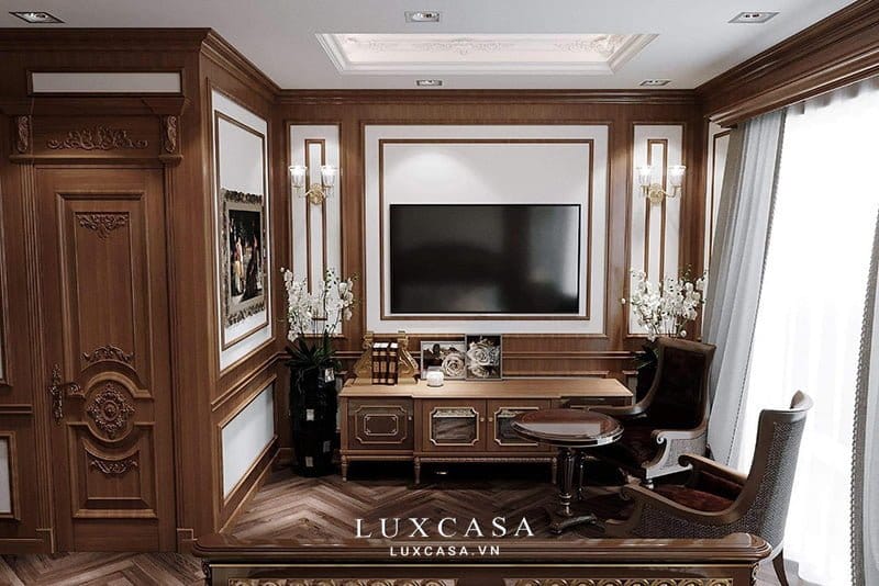 Thiết kế nội thất biệt thự gỗ phong cách cổ điển