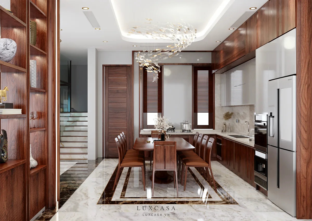 thiet ke noi that biet thu phong bep goc hep