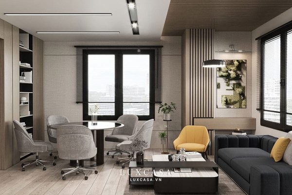 Thiết kế văn phòng làm việc công ty tài chính góc rộng