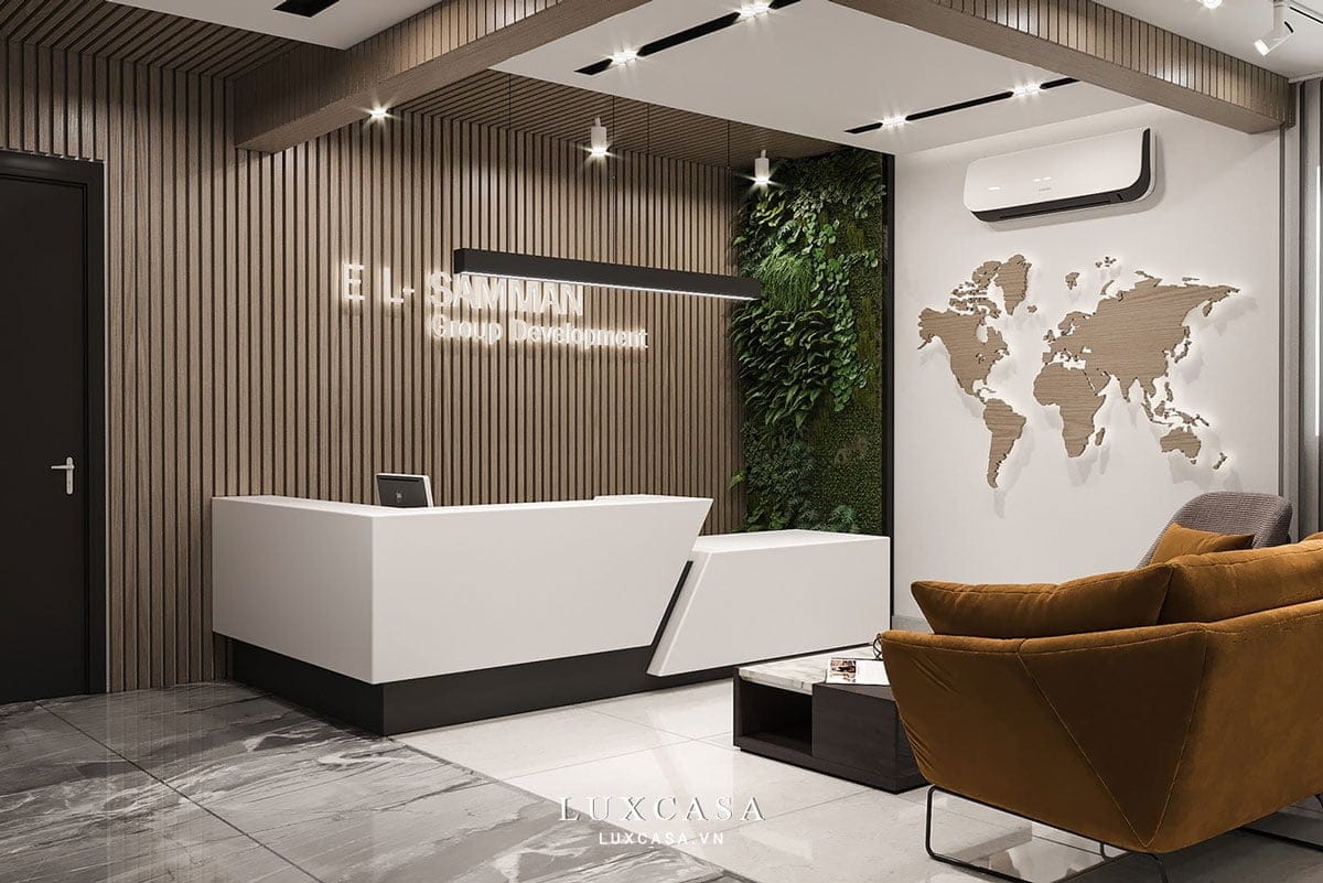 Thiết kế quầy lễ tân văn phòng tài chính