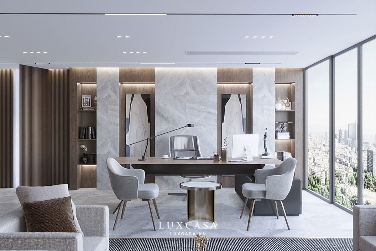 Thiết kế phòng giám đốc đẹp tone sáng