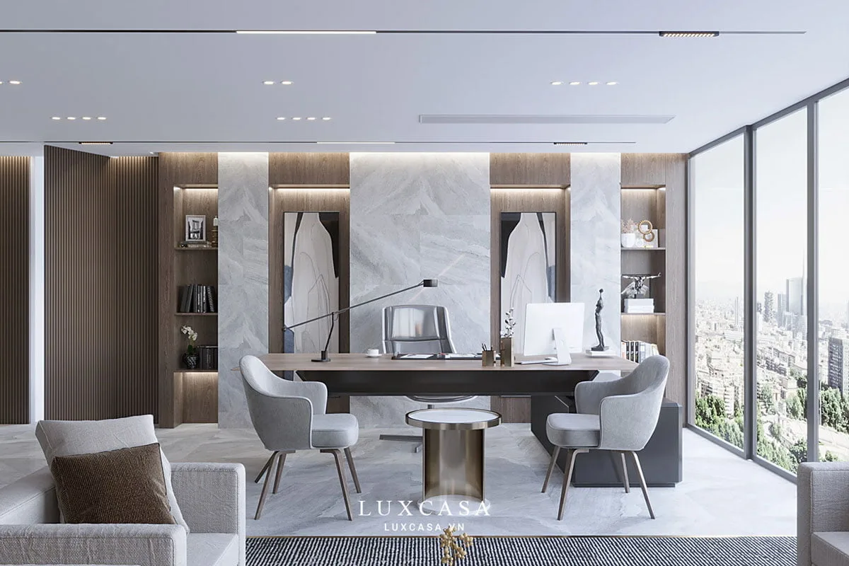 Thiết kế phòng giám đốc đẹp tone sáng