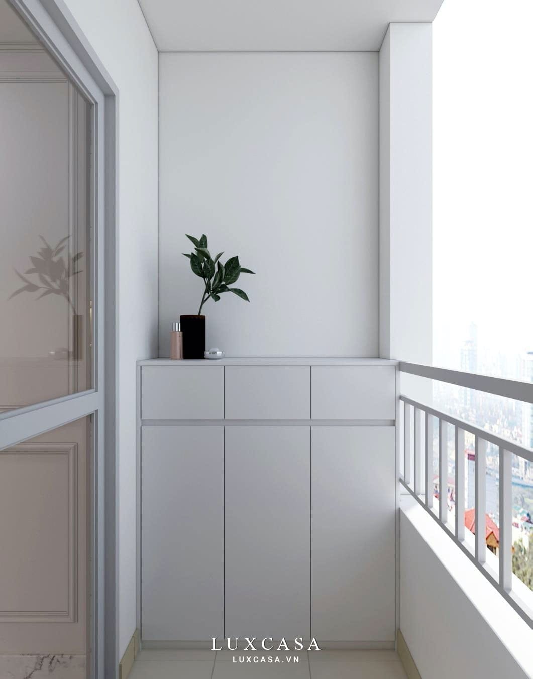 Góc trái ban công chung cư hiện đại 70m2 2pn