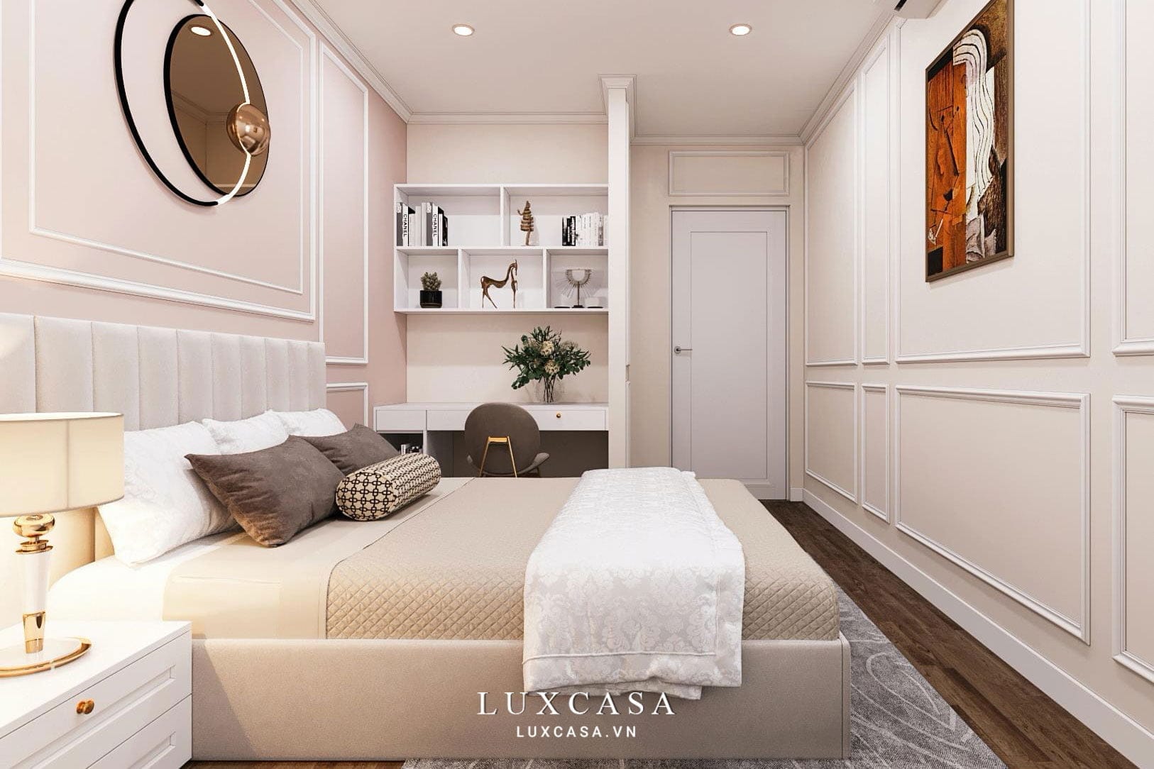 Bao quát không gian phòng ngủ 1 chung cư hiện đại 70m2
