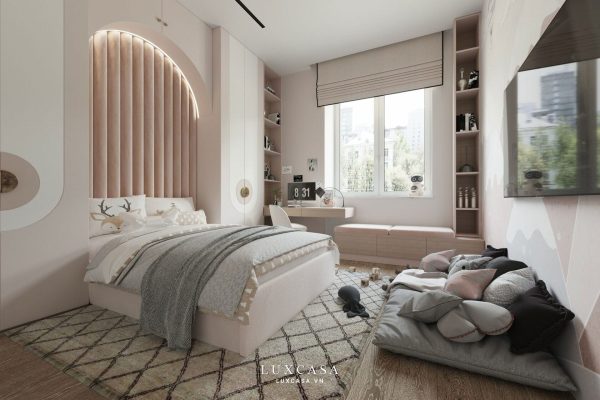 Bao quát không gian phòng ngủ bé gái