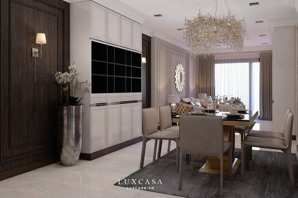 Bao quát phòng ăn chung cư Tân cổ điển