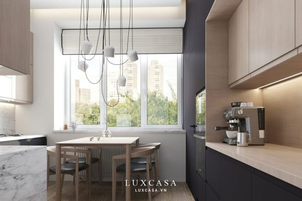 Bao quát phòng bếp chung cư nhà anh Trường