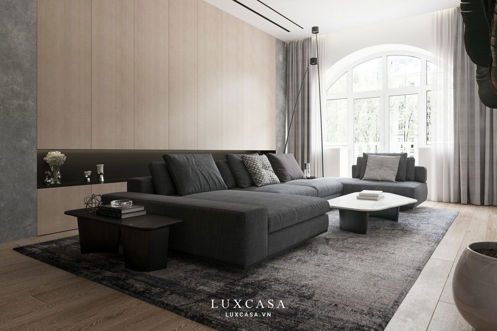 Bao quát phòng khách chung cư nhà anh Trường