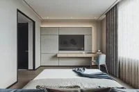 Bao quát phòng ngủ bố mẹ chung cư hiện đại be sáng