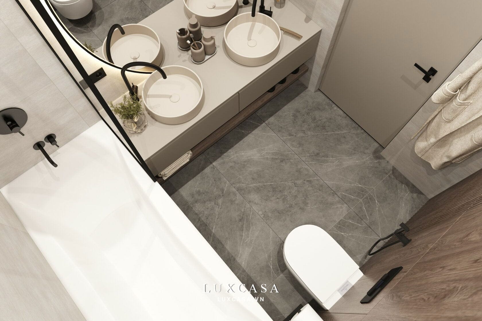 Bao quát không gian phòng tắm chúng cư NCC69