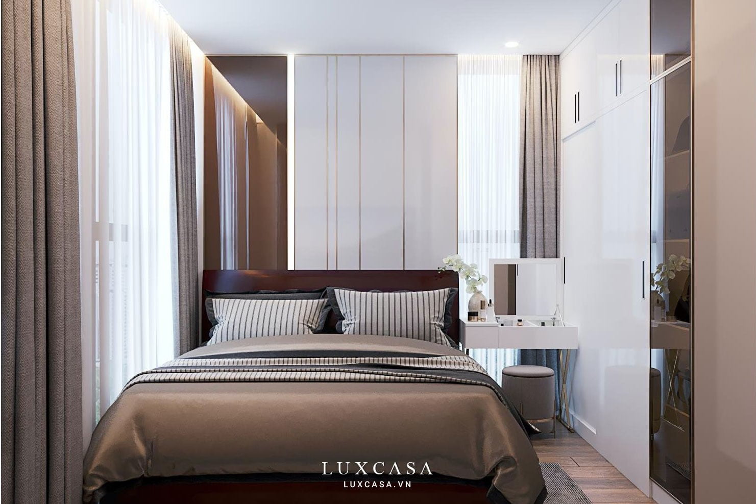 Thiết kế phòng ngủ chung cư 65m2 cho bố mẹ