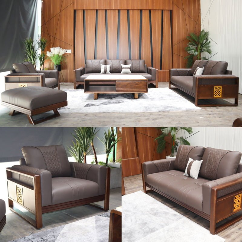 Bộ ghế sofa gỗ óc chó SG11