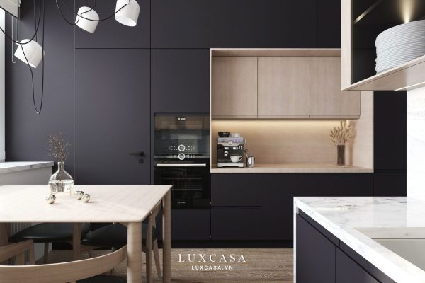 Góc phải phòng bếp chung cư nhà anh Trường