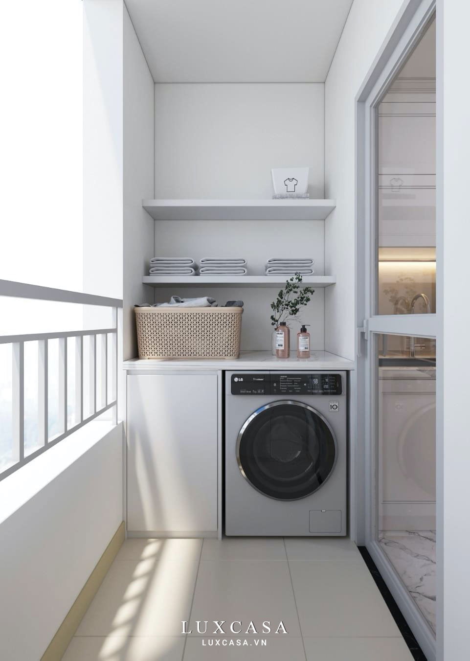 Thiết kế chung cư 2PN hiện đại 70m2 NCC70 12 Góc phải ban công chung cư hiện đại 2pn 70m2