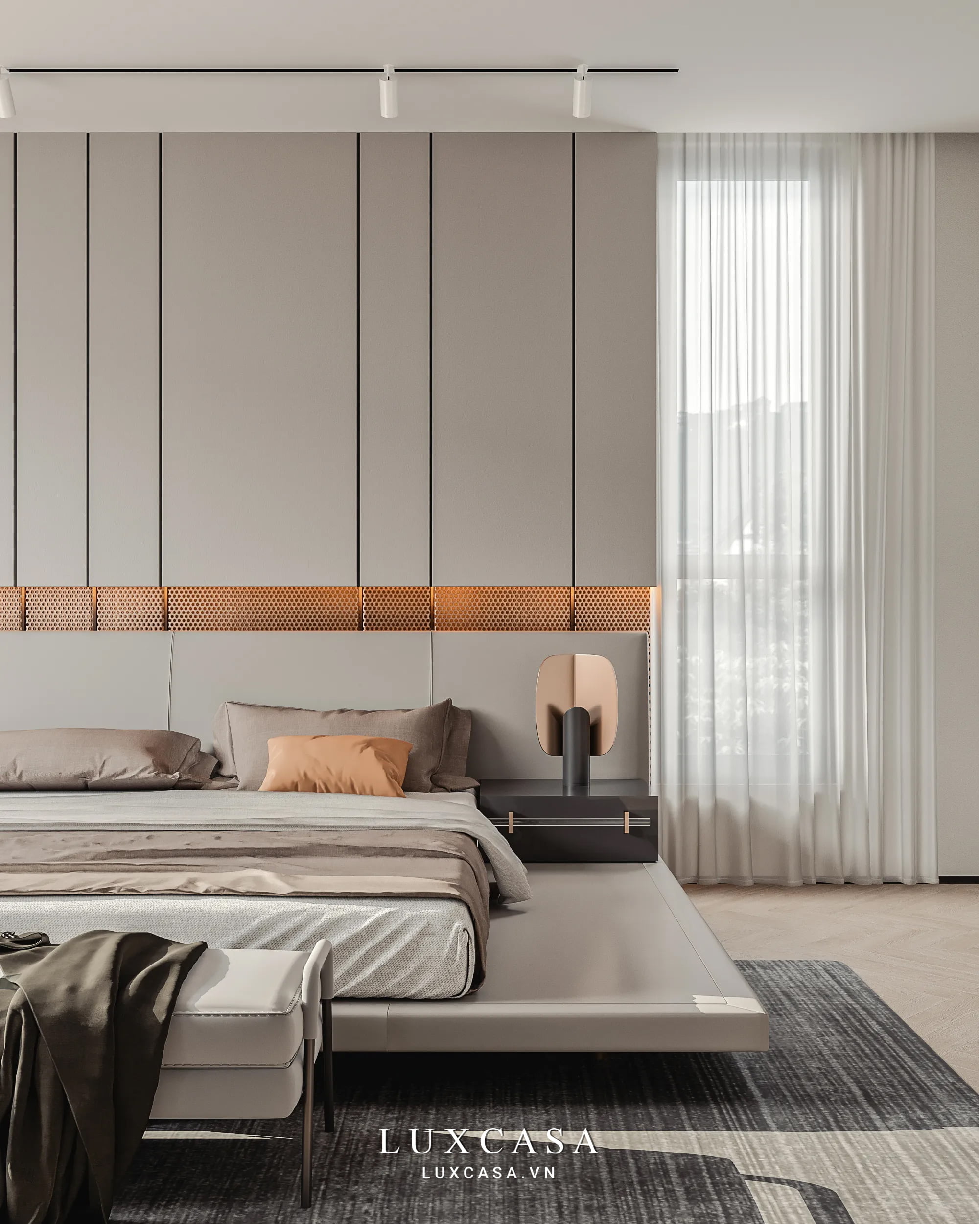 Thiết kế giường ngủ căn hộ penhouse NCC74