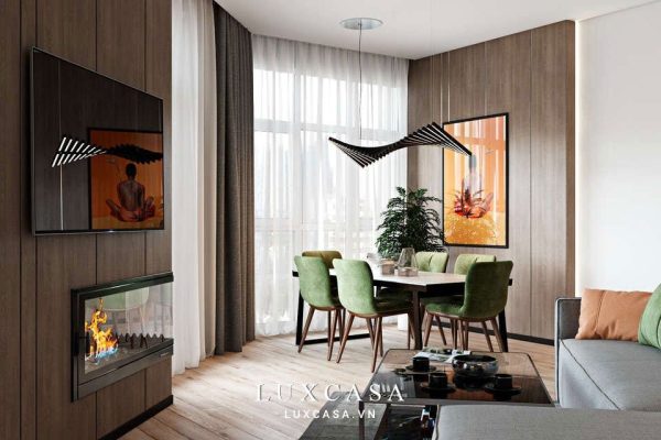 Khu vực phòng ăn liền phòng khách