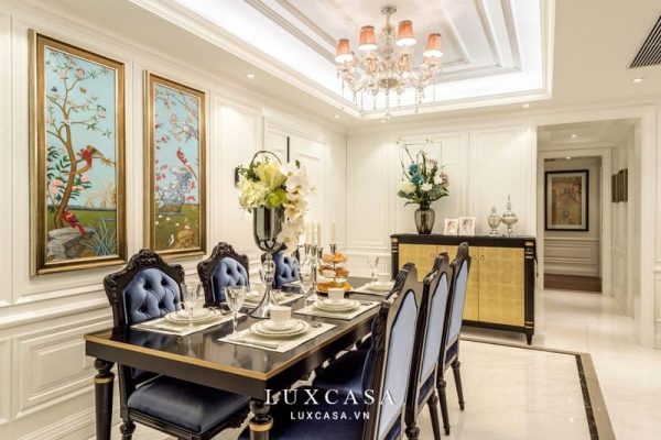 Phòng ăn chung cư Tân cổ nhà chú Thái