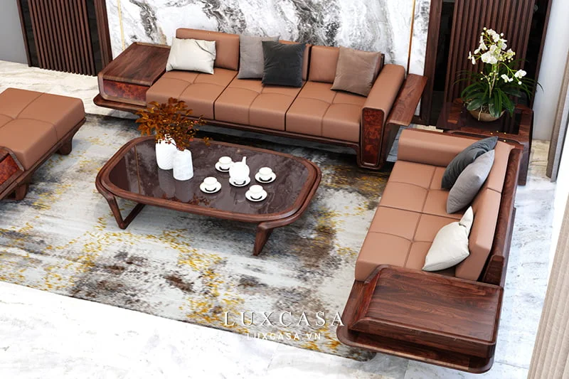 Ghế sofa gỗ óc chó SG04