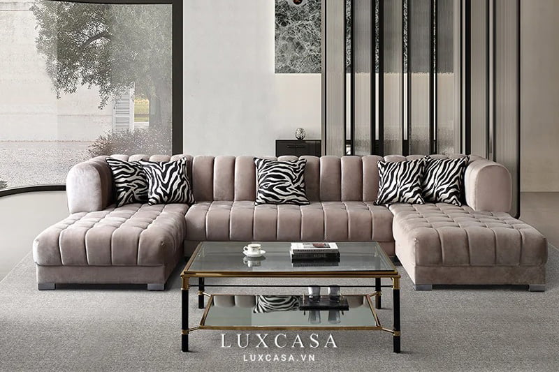 sofa nỉ góc chữ U STC202