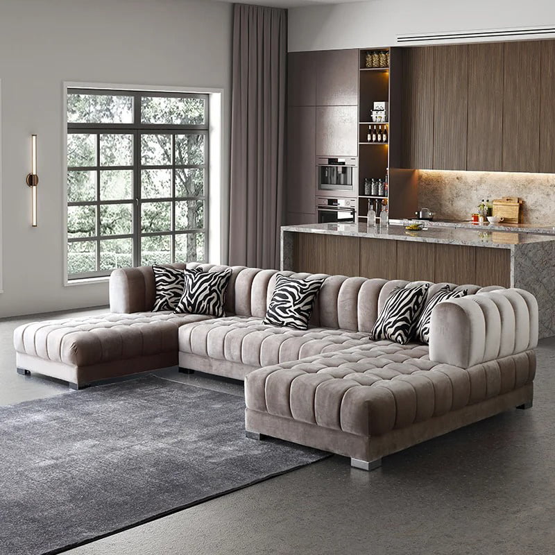 sofa nỉ góc chữ U STC202