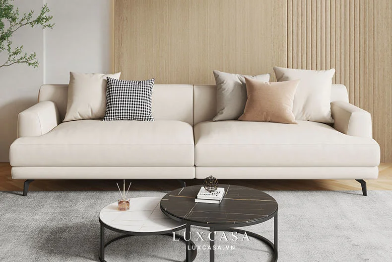 sofa nỉ màu be SN12