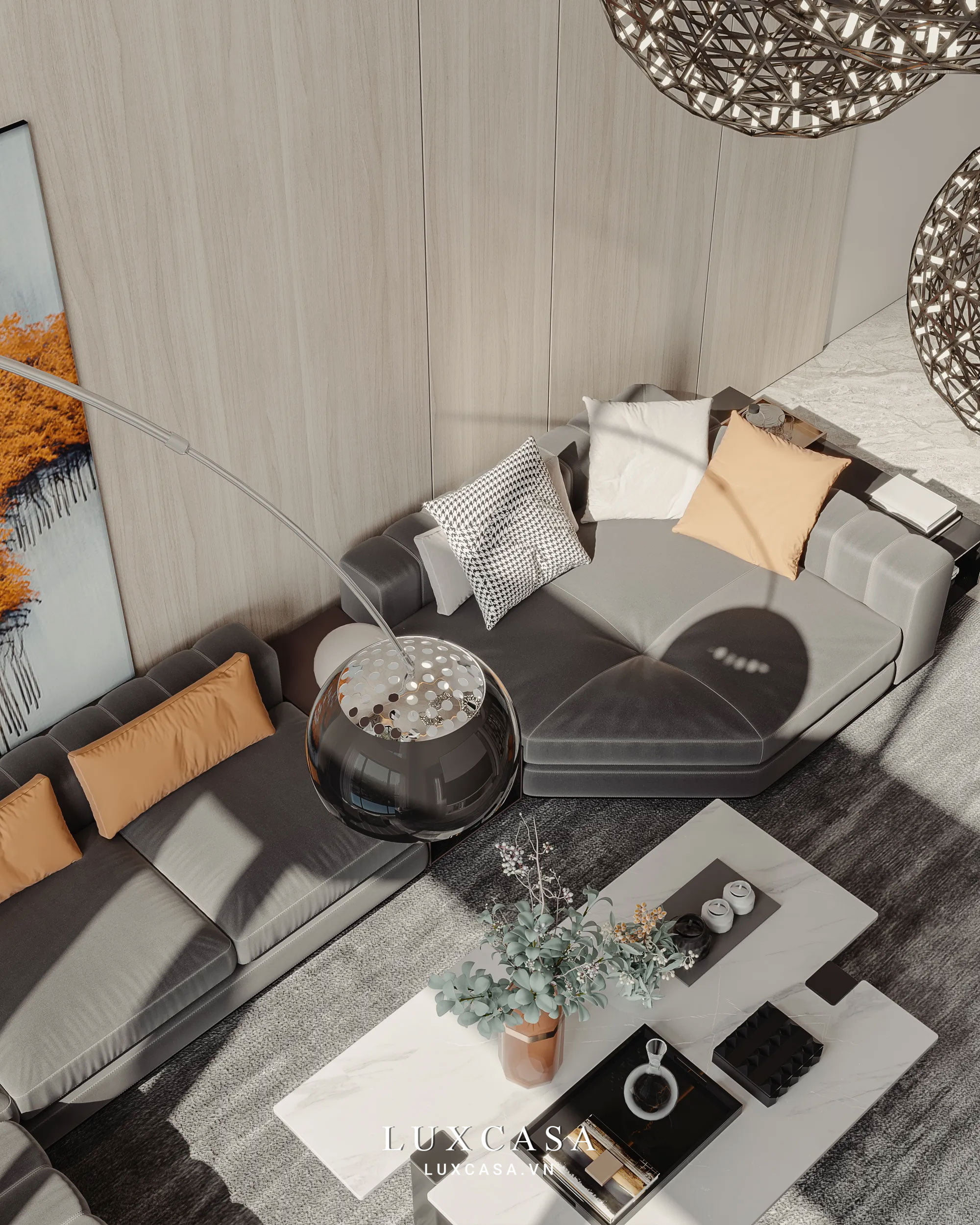 Sofa phòng khách căn hộ penhouse