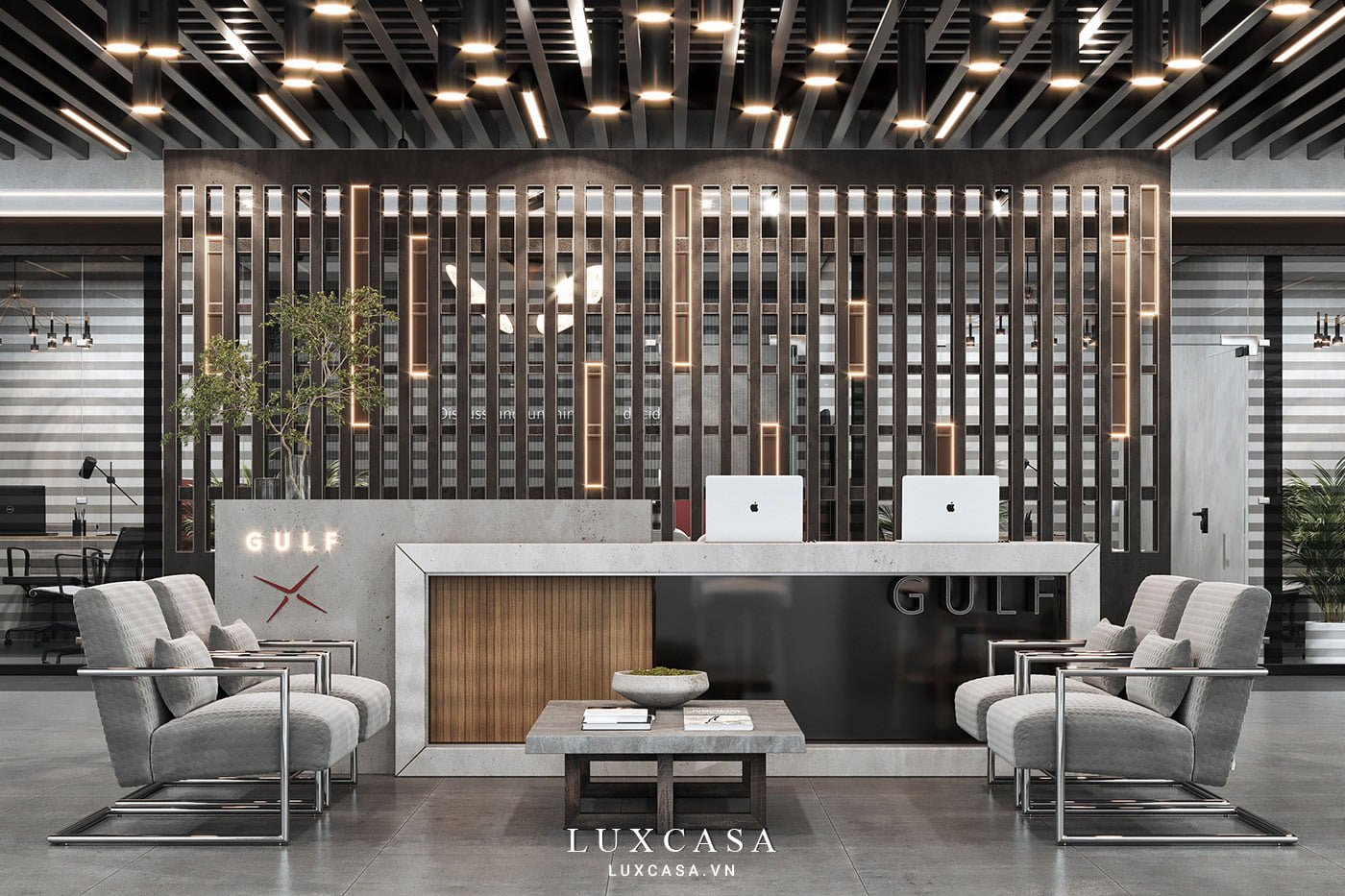 Thi công quầy lễ tân công ty Gulf Fashion