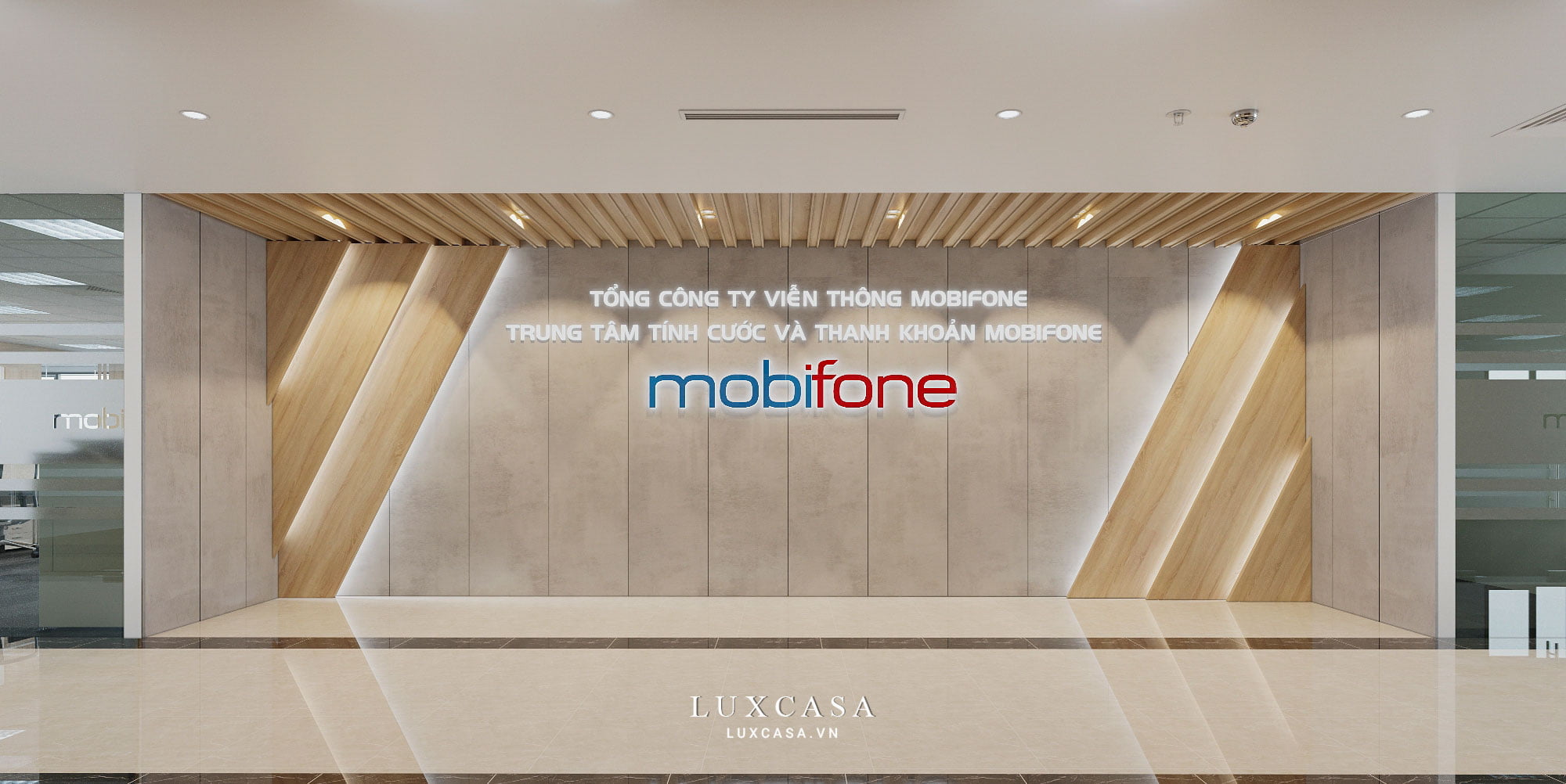 Thi công sảnh lễ tân mobifone