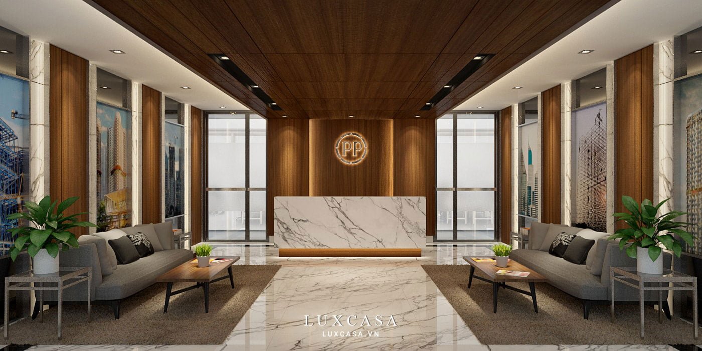 Thi công sảnh lễ tân sang trọng