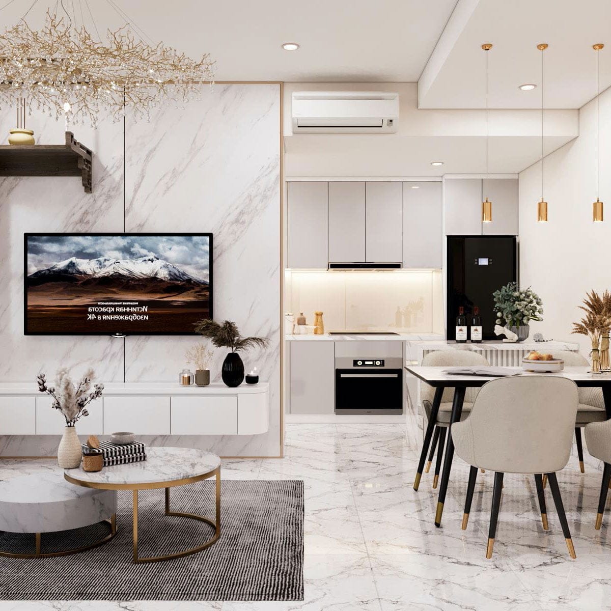 Thiết kế chung cư 2PN hiện đại 70m2 NCC70 1 Thiết kế chung cư 2pn hiện đại 70m2