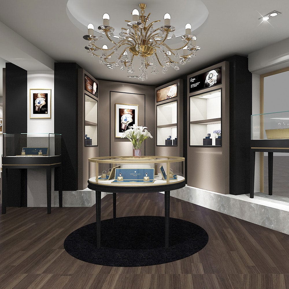 Thiết kế nội thất cửa hàng trang sức đá quý INFINITY 1 Thiết kế nội thất cửa hàng trang sức Infinty