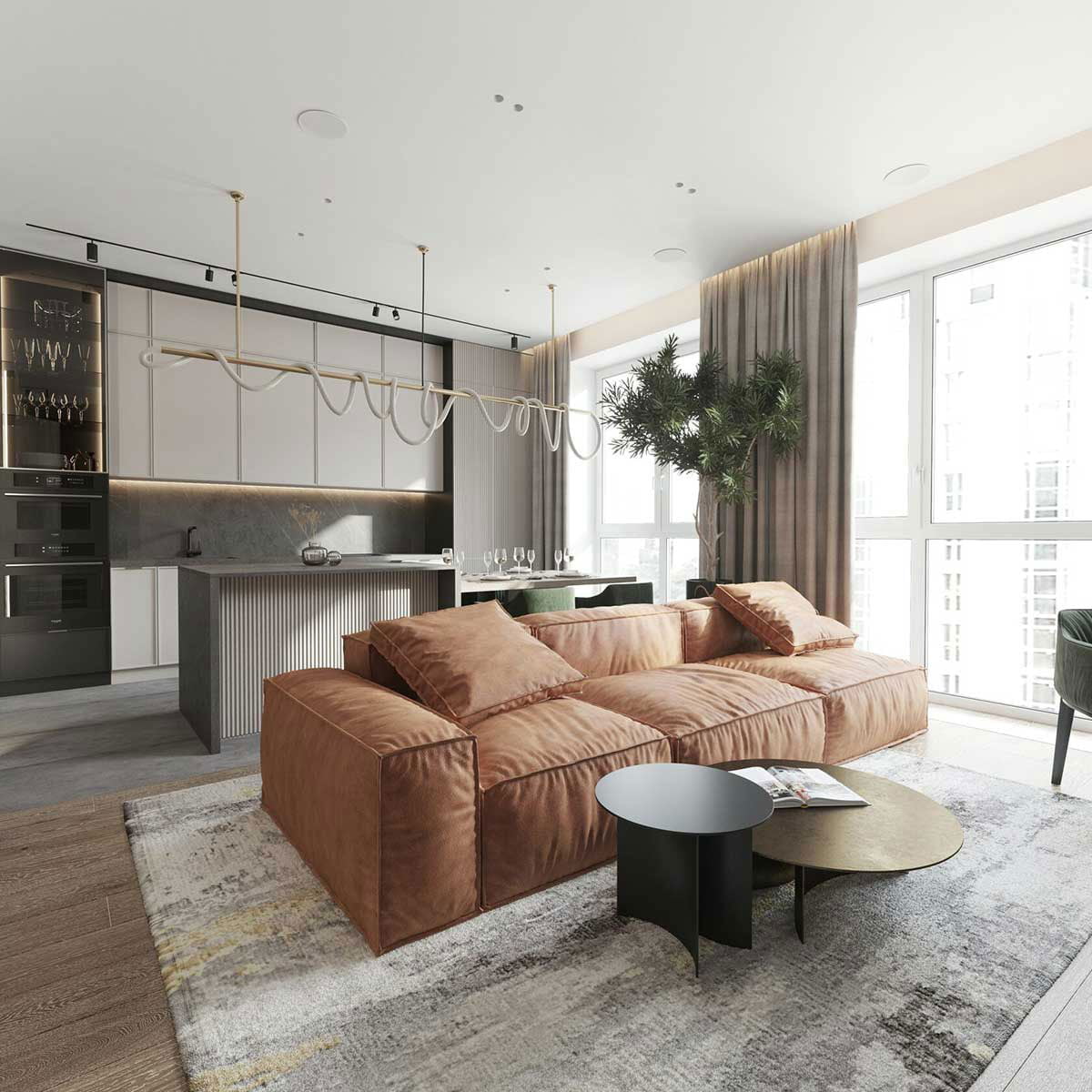 Dự án thiết kế nội thất chung cư tại Hà Nội NCC92 1 thiet ke noi that phong khach hien dai tien nghi