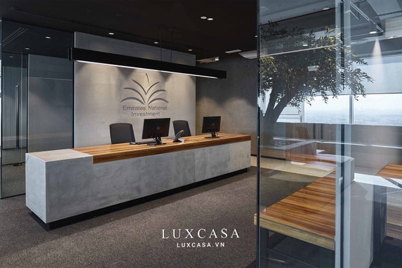 Thiết kế nội thất văn phòng công ty tài chính ACV 1 Thiết kế quầy lễ tân công ty